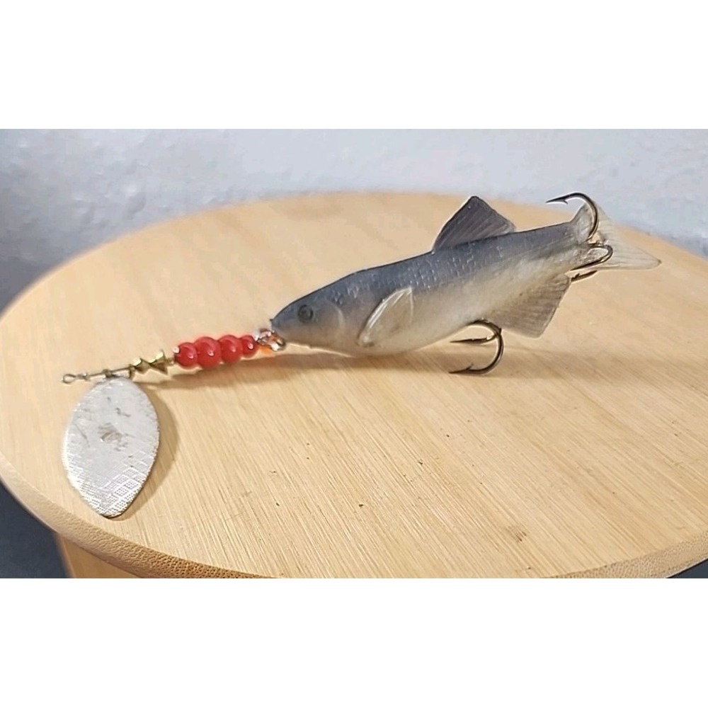 Vintage Mepps #4 COMET MINNOW Pearl/Blue 2 3/4" Soft inline Spinner Fishing Lure